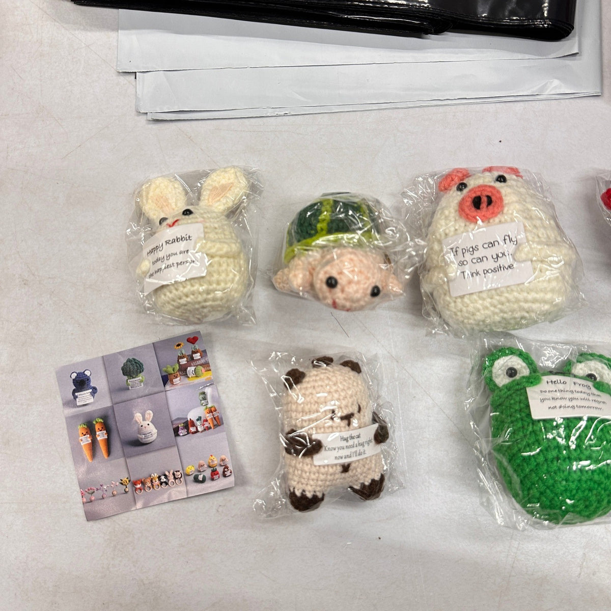Set of 6 Support Crochet Animal, Emotional Support Amigurumi, Funny Quotes