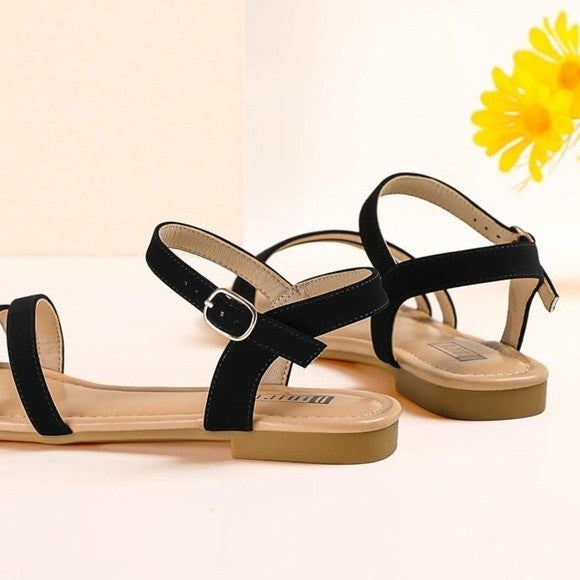 IDIFU Women's US 7 Flat Sandals Dressy Summer Ankle Strap Dress Sandals Ope