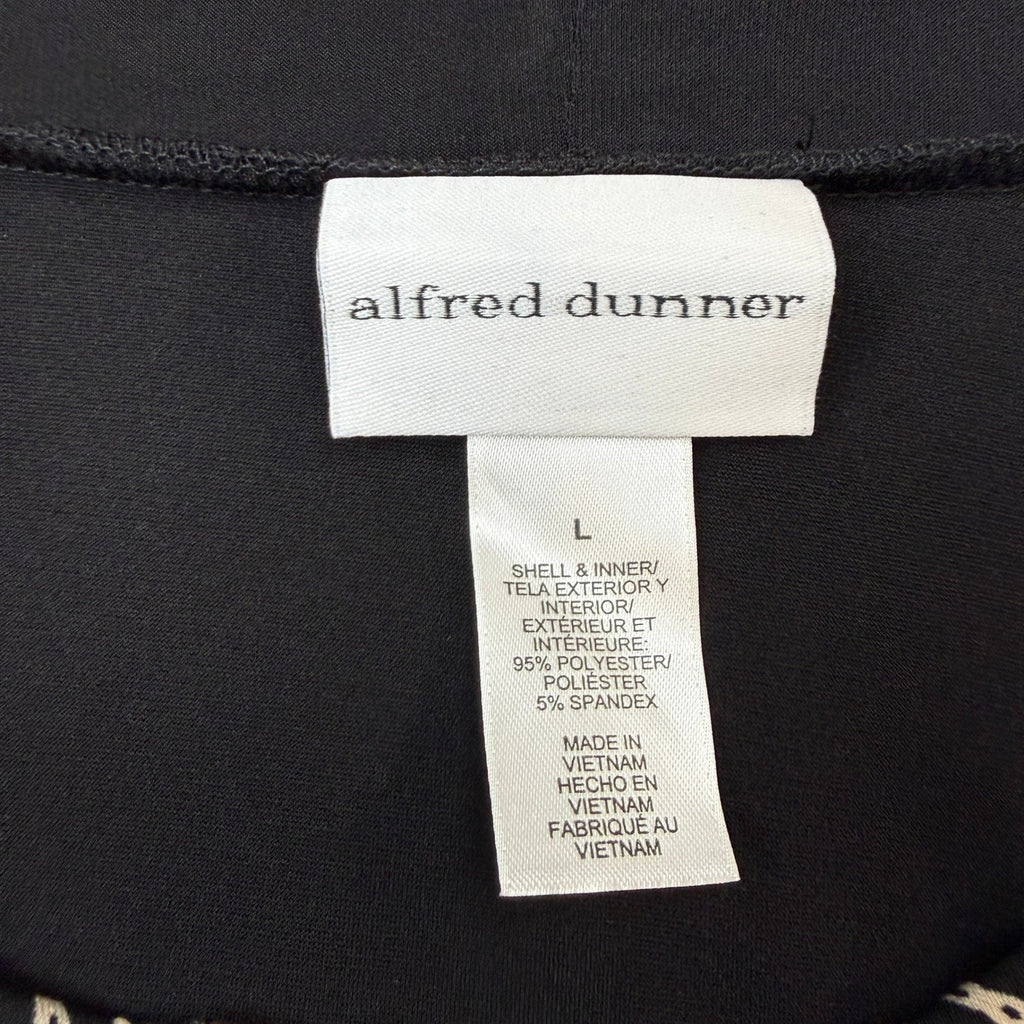 MSRP $69 Alfred Dunner Seville L Black Keyhole Stitch 2-in-1 Cardigan Top 3/4