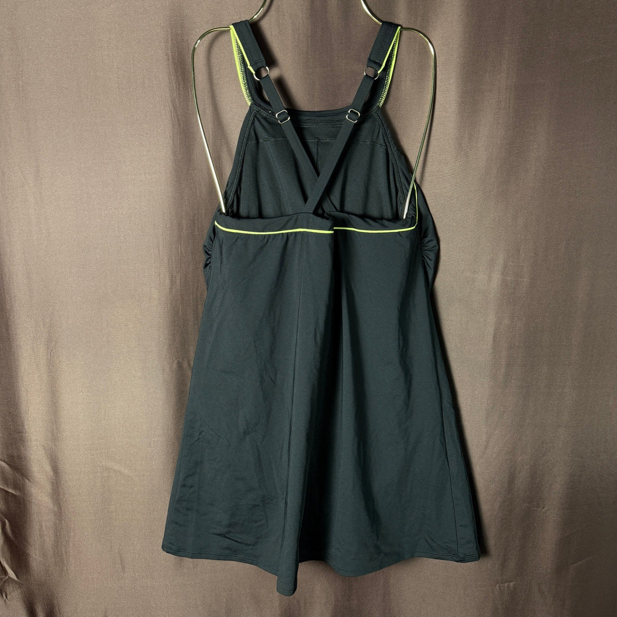 Lands' End Women's 8 Black High Neck Swim Dress One Piece Swimsuit Chlorine Resi