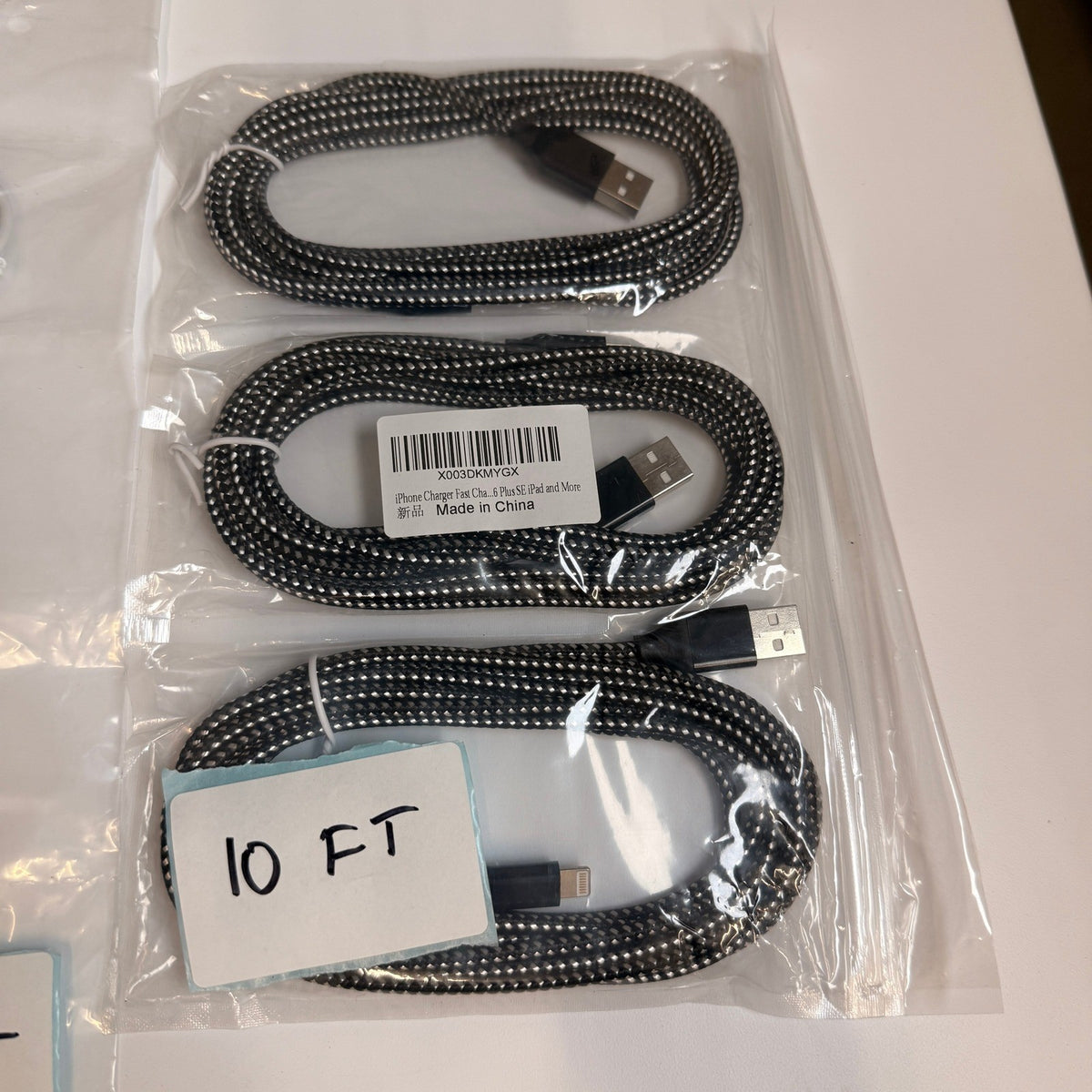 Lot of 8 Mixed USB-A & USB-C to Lightning Braided Fast Charging Cables 3ft 10ft