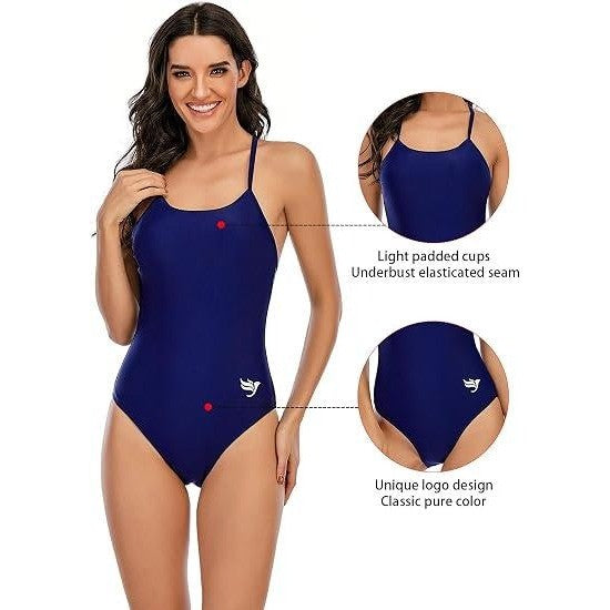 MSRP $26 Century Star Teens Womens L 12-14 Navy One Piece Bathing Suit Swimsuits