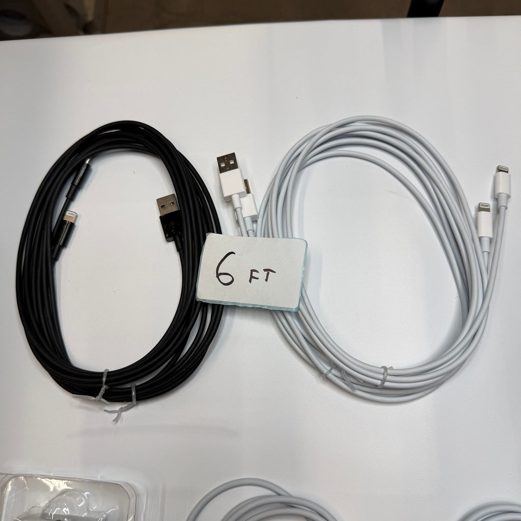 Set of 12 - 10 USB-C/A to Lightning Charging Cables 3ft, 6ft, 2 Wall Adapters