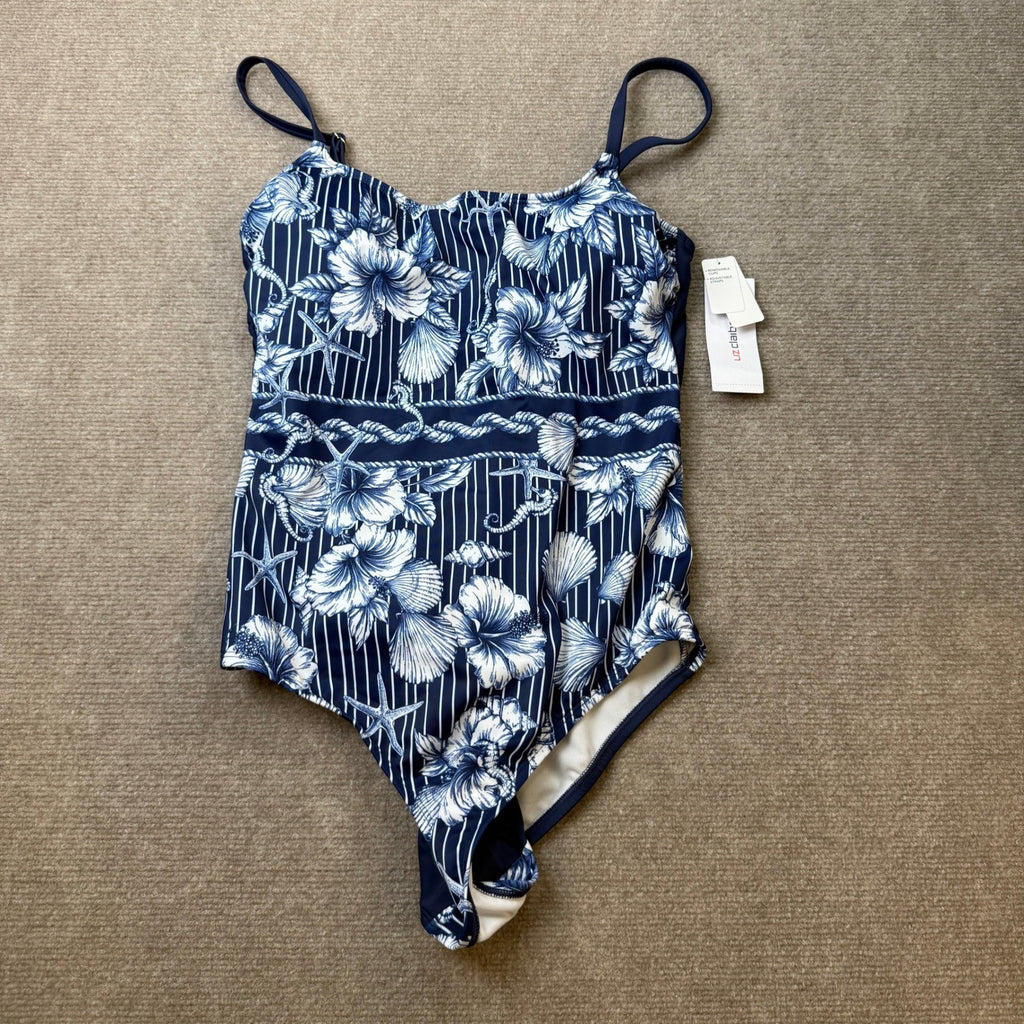 MSRP $109 Liz Claiborne Womens 10 Linea Floral One Piece Swimsuit Full Coverage