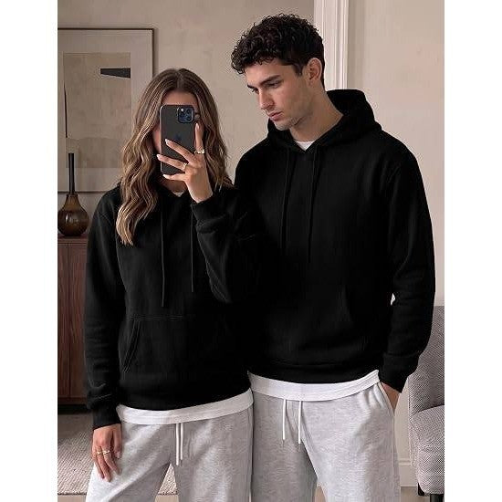 MSRP $38 JMIERR Mens L Black Fleece Lined Oversized Hoodie Pullover Sweatshirt