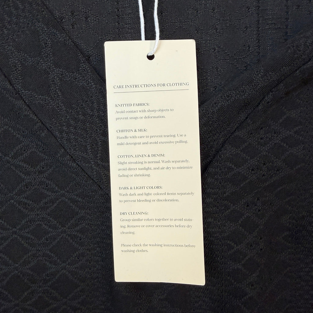 MSRP $24 Dokotoo Women's M Black V Neck Long Sleeve Eyelet Embroidered Blouse