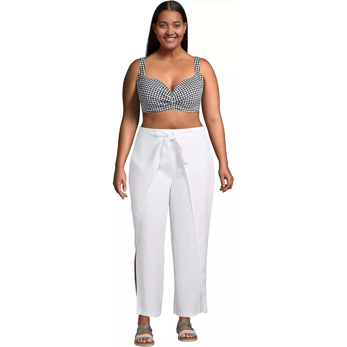 Lands' End Women's S UPF 50 White Pareo Swim Cover Up Pants
