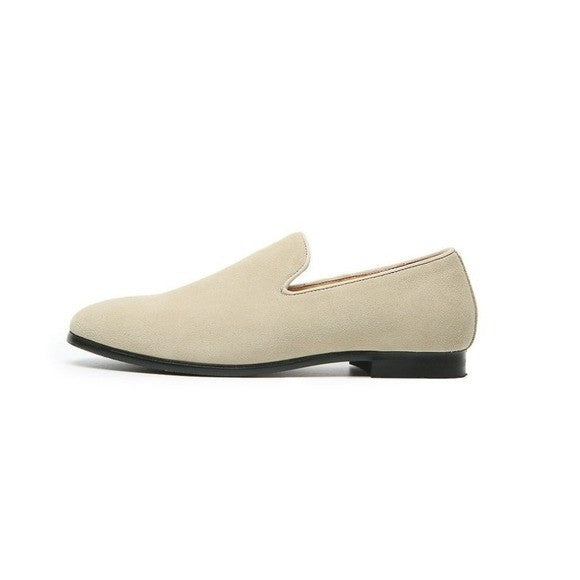 Santimon Mens US 11 Beige Suede Casual Plain Loafers for Formal Occasions Weddin
