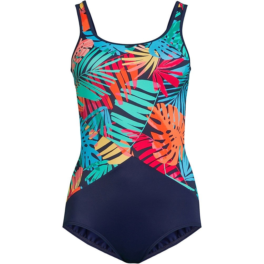 Lands' End Women's 2, 4 LONG Soft Cup Tugless Sporty One Piece Swimsuit Chlorine