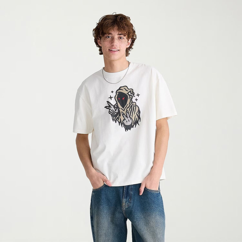 NWT AEROPOSTALE Mens S White Graphic T-Shirt Crew Neck Short Sleeve Boxy Fit