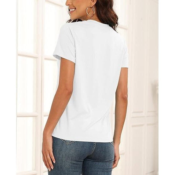 KevaMolly Women's XXL White V Neck T-Shirt UPF 50+ Short Sleeve Loose Summer