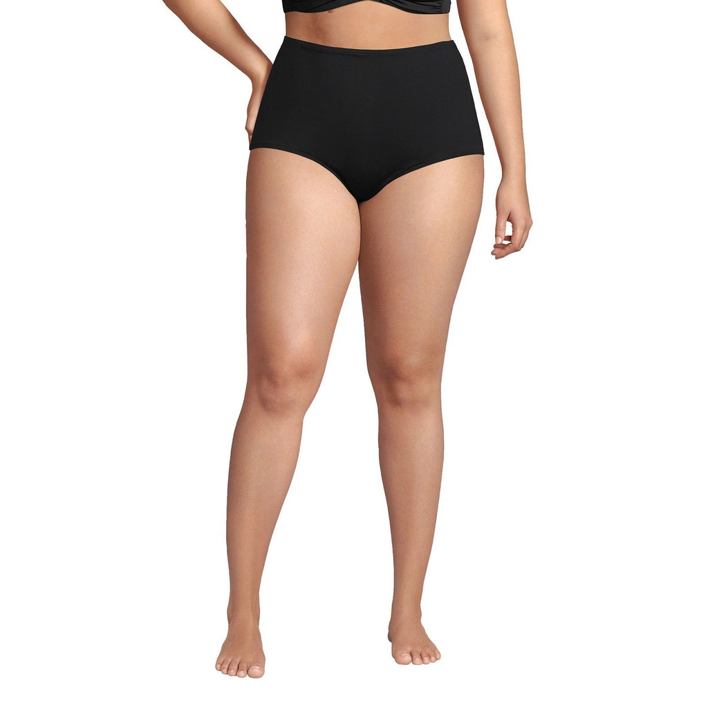 Lands' End Womens XS LONG Tummy Control High Waisted Tugless Bikini Swim Bottoms