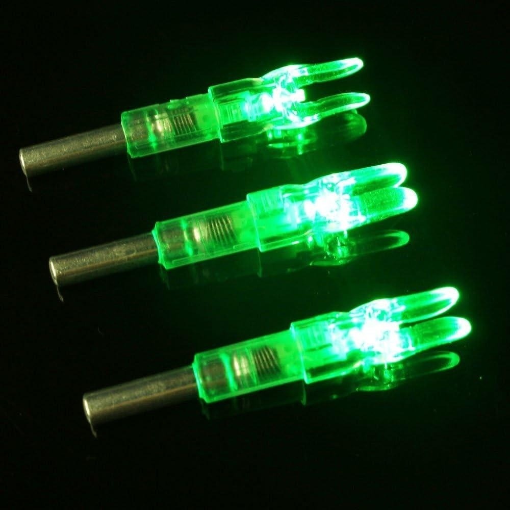 Set of 12 LED Green Colorful Lighted Nocks for Arrows 0.233"/5.91mm On/Off Swit