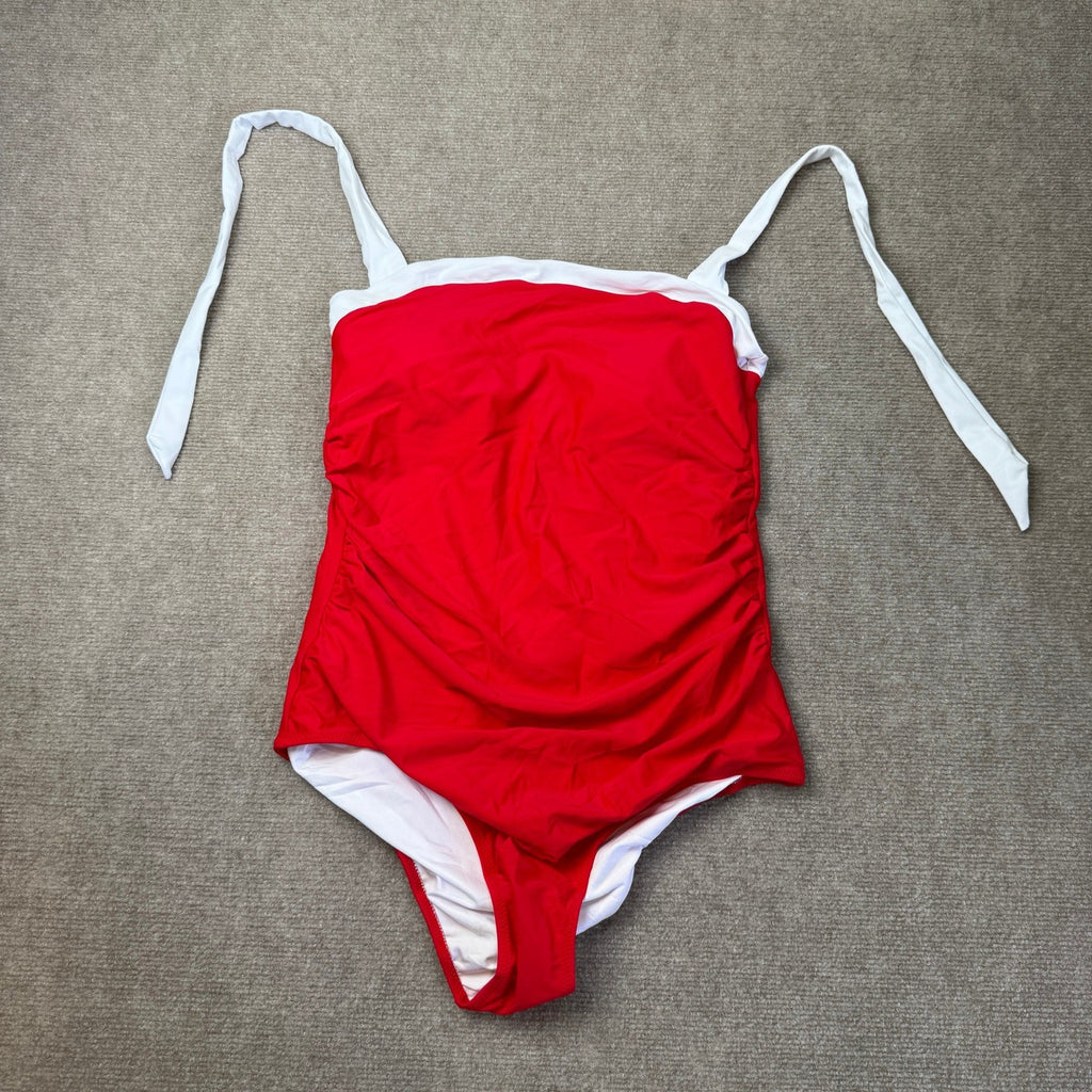 MSRP $42 SUUKSESS Womens XL Red/White Sexy Tummy Control One Piece Swimsuit