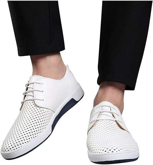 Santimon Men's US 7-10 White Casual Derby Shoes Breathable Non Slip Sneakers