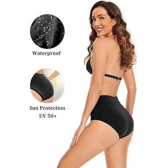MSRP $26 OVRUNS Women's S Black Period Swimwear Leakproof Bikini Brief Bottoms