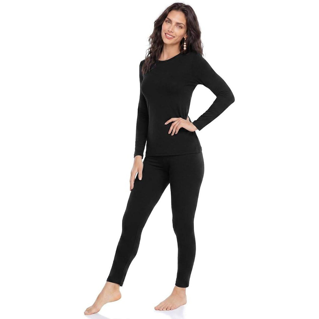 MSRP $39 WEERTI S Black Thermal Underwear for Women Long Johns Set Fleece Lined
