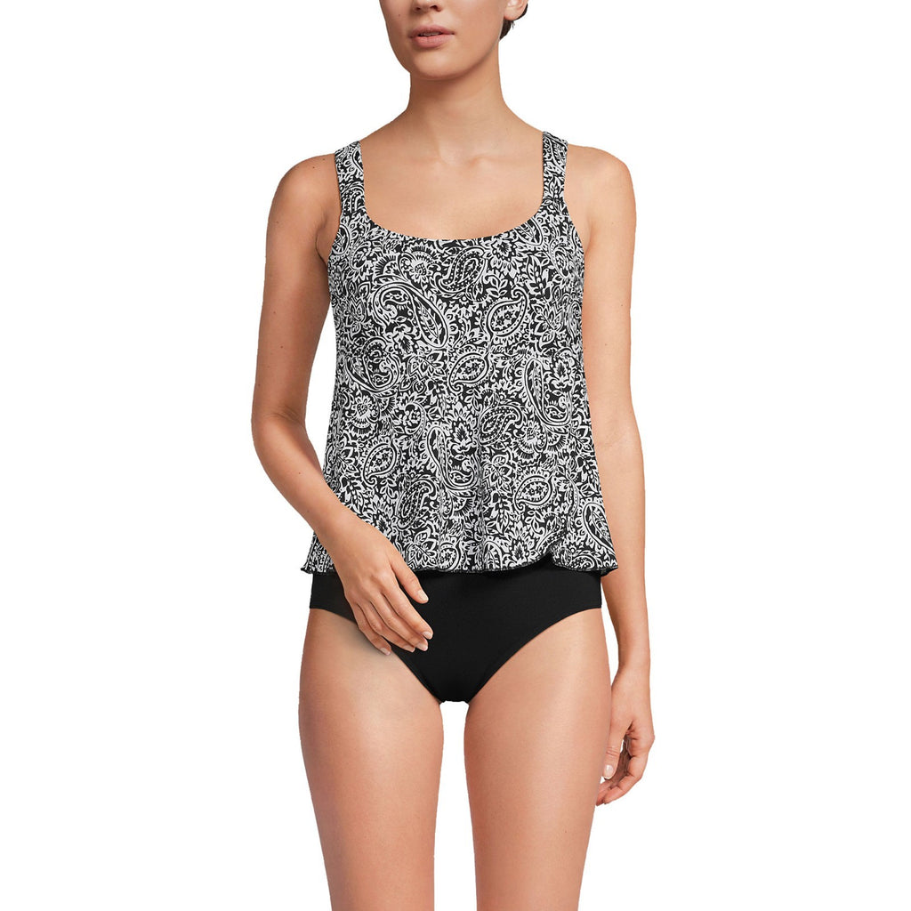 Lands' End Women's XS, XS-S LONG Flutter Fauxkini One Piece Swimsuit Chlorine Re