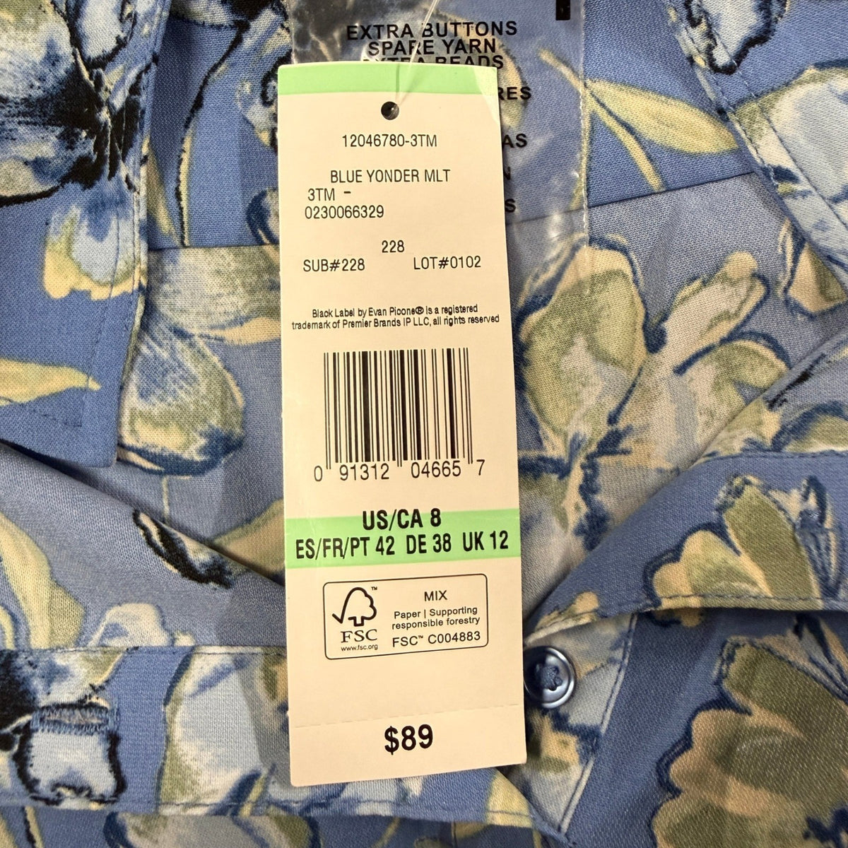 MSRP $89 Black Label by Evan-Picone Womens 8 Blue Yonder Multi Floral Dress Long