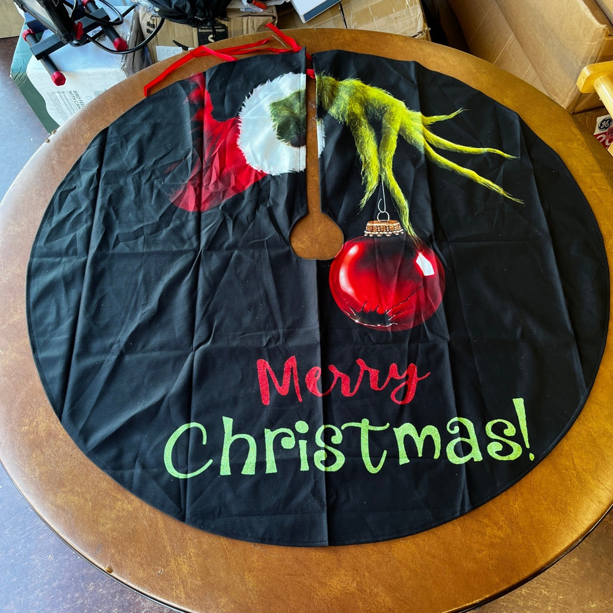Grinch Stole Xmas 36" Christmas Tree Skirt Black Ornament Tree Mat Holiday Part