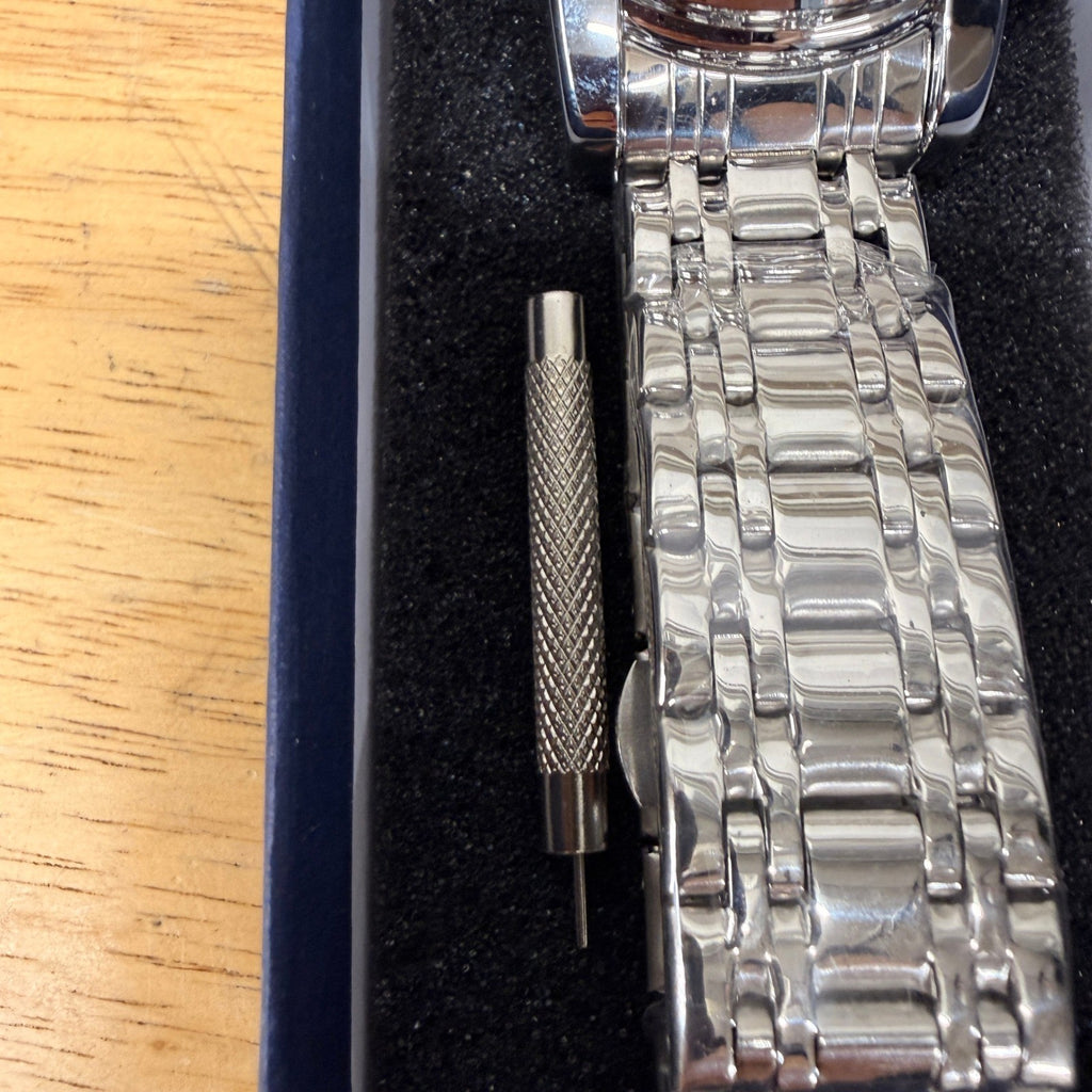 Dofia Xiaoya Aiyishi 9101 Men's Silver Stainless Steel Quartz Watch Blue Dial