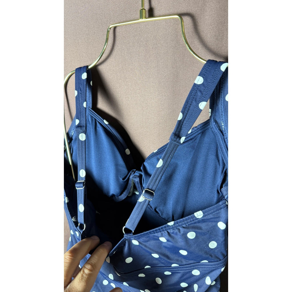 Lands' End Women's 8 V-Neck Wrap Underwire Tankini Top Swimsuit Adjustable Strap