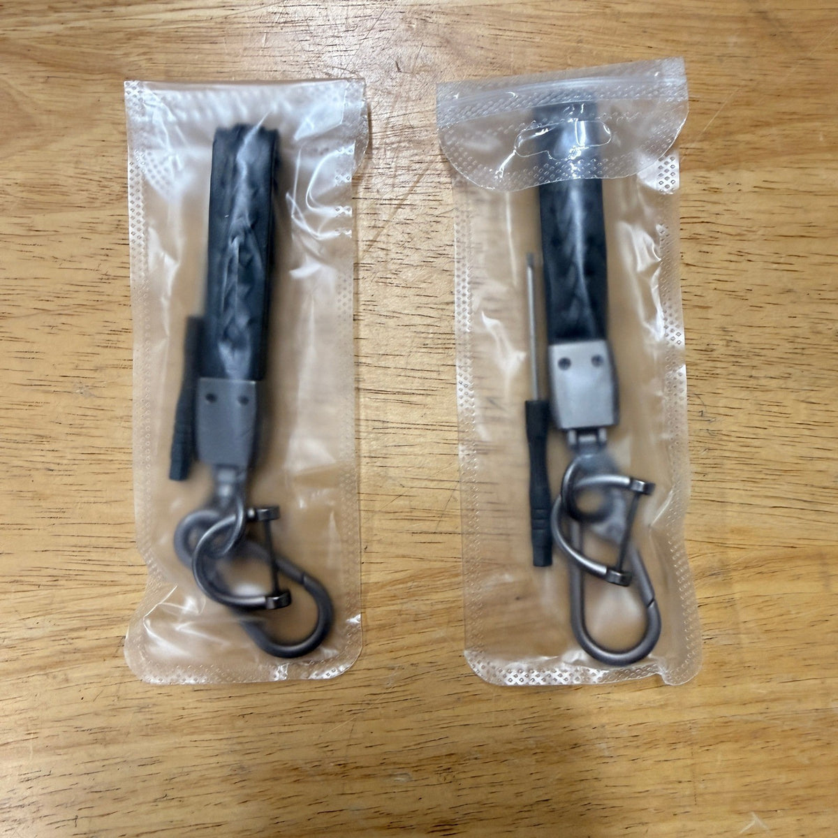 Set of 2 Black Braided Faux Leather Anti-Lost Car Keychain Set Key Ring Lanyar