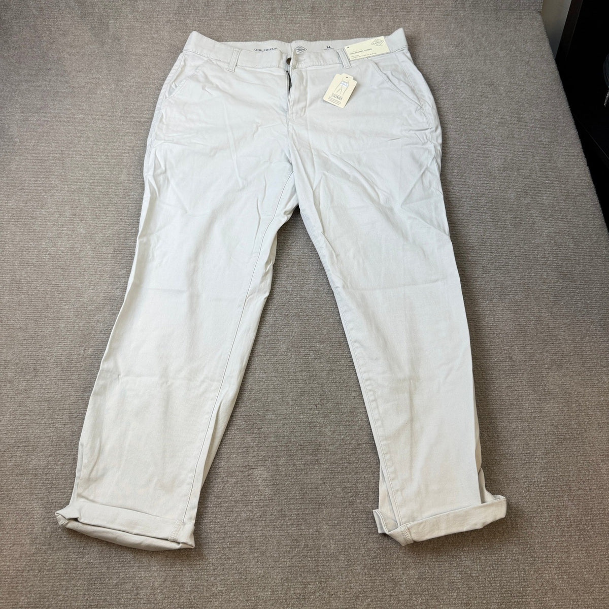 MSRP $44 St. John's Bay Women's 14 Moonbeam Relaxed Fit Girlfriend Chino Pants