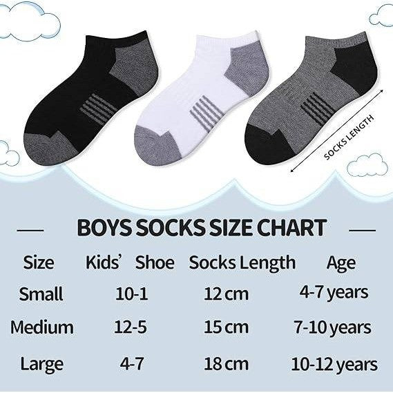 Set of 10 Comfoex Boy's 4-7Y Socks Low Cut Ankle Socks Athletic With Cushioned