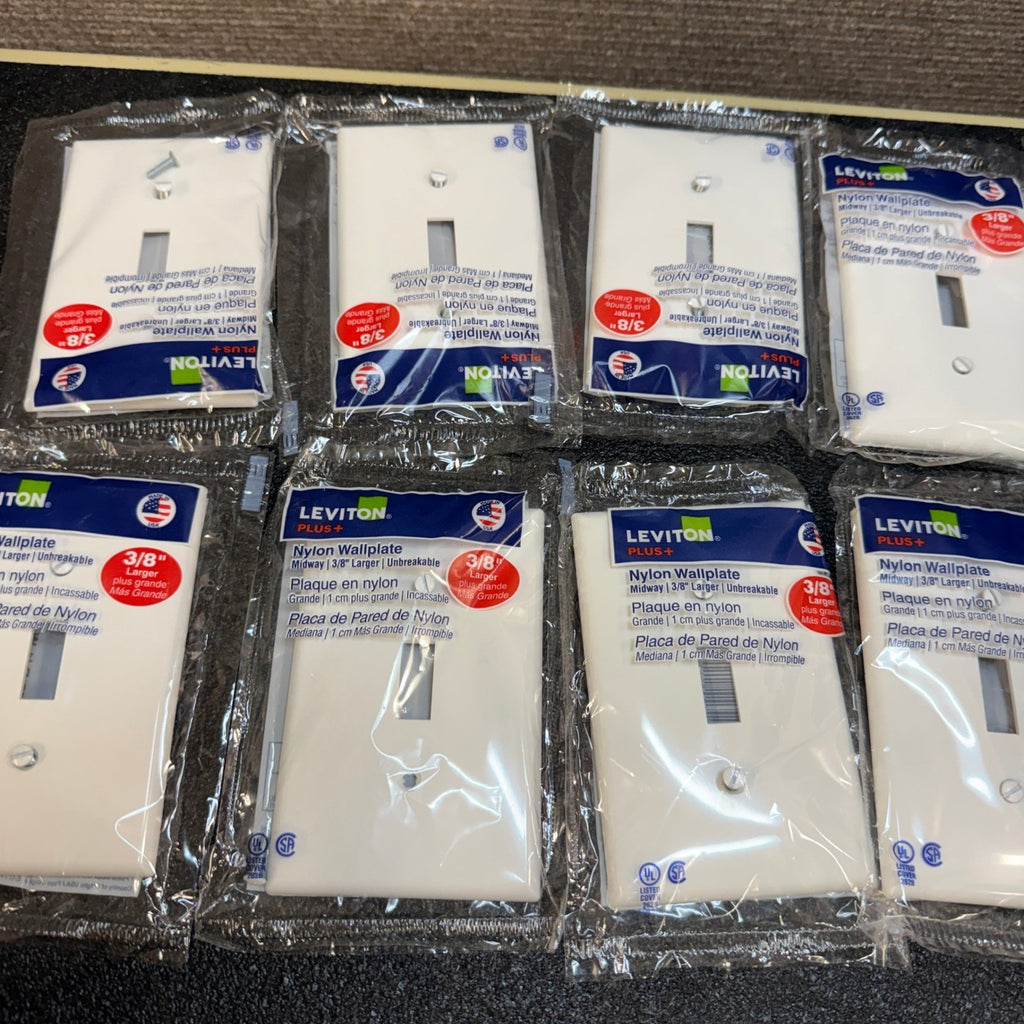 Set of 9 Leviton R52-PJ1-W 1-Gang Toggle Nylon Wallplate, White