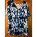 VOGRACE Women's 28W Plus Size Short Sleeve Blue Tye Die Henley Shirt Flowy Tun