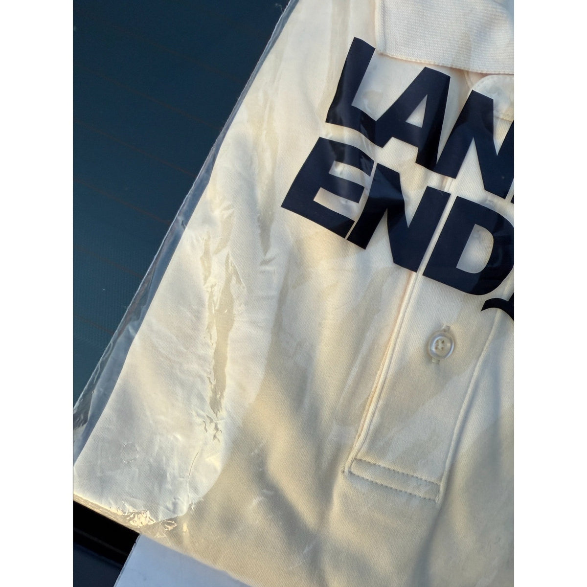 2 Pack Lands' End Mens M/T Polo Simple Olive Long Sleeve & Golden Short Sleeve