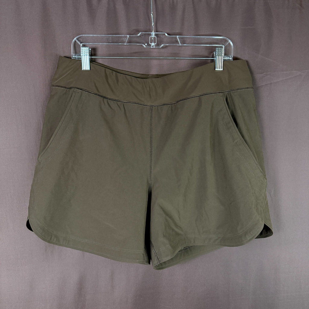 Lands End Womens 14 LONG Quick Dry Elastic Waist Board Shorts Rich Coffee Swim C