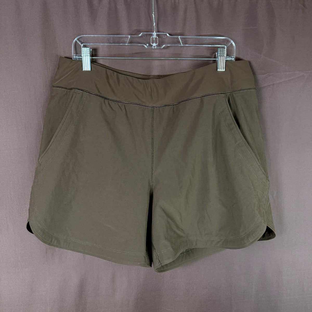 Lands End Womens 14 LONG Quick Dry Elastic Waist Board Shorts Rich Coffee Swim C