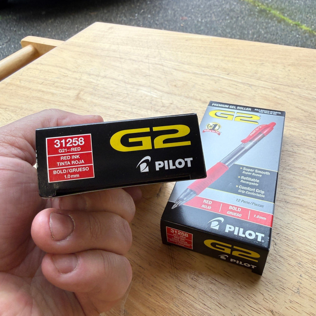 2 Pack of 12 Pilot G2 Premium Retractable Gel Red Ink Pen 1mm Refillable 31258