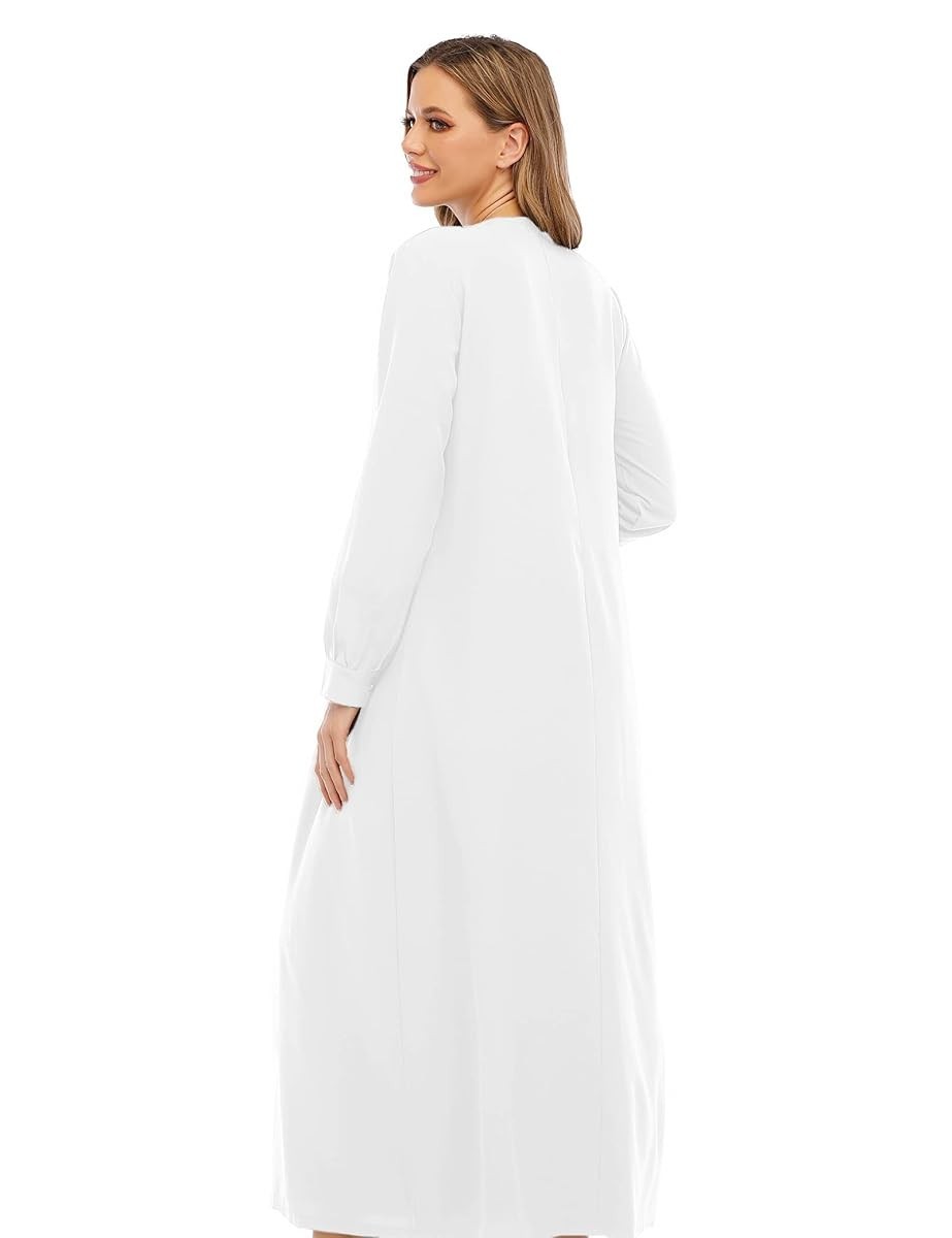 Abetteric Womens Long Sleeve Ethnic Style Zipper Muslim Dress Abaya with Hijab