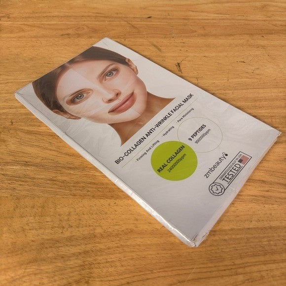 Pack of 4 ZMbeauty Collagen Anti-Wrinkle Face Mask Exp 08/2027 with 9 Peptides