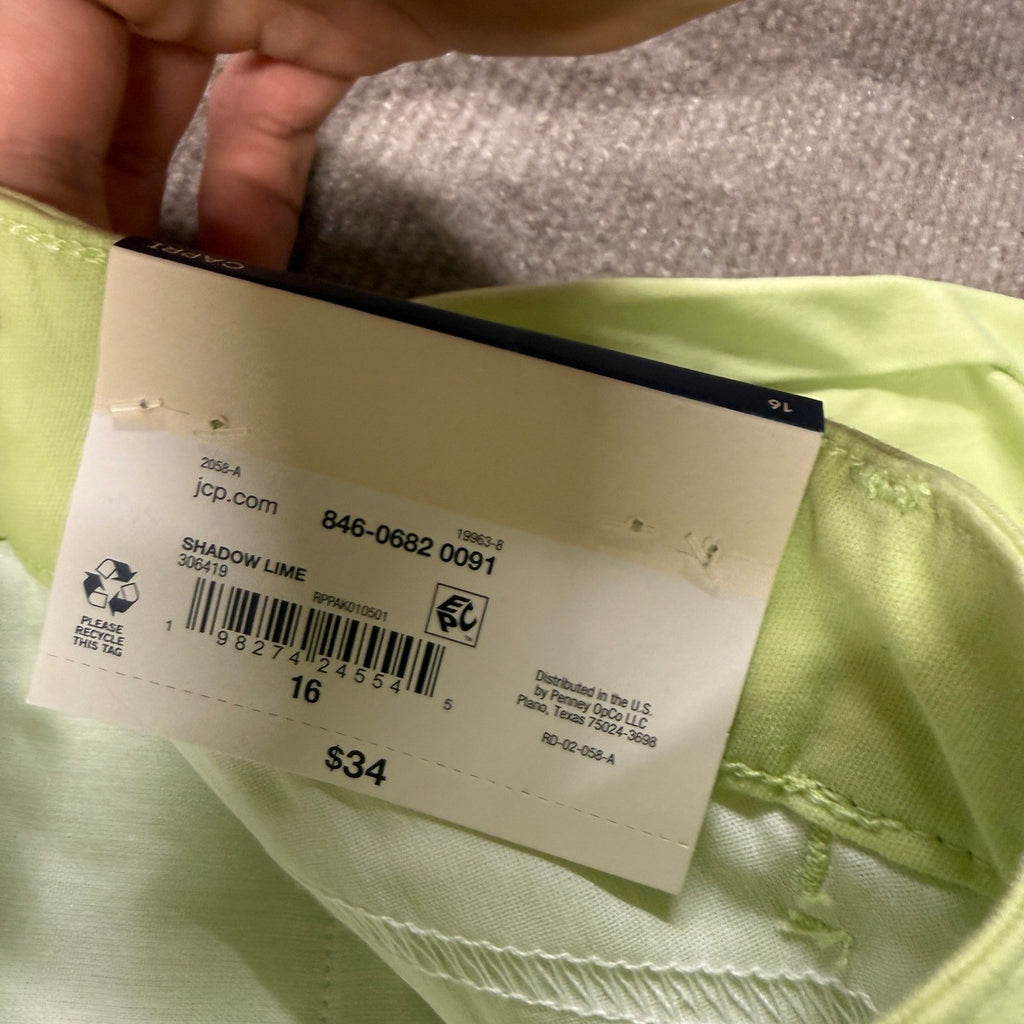 MSRP $34 St. John's Bay Secretly Slender Women's 16 Shadow Lime Capri Pants Mid