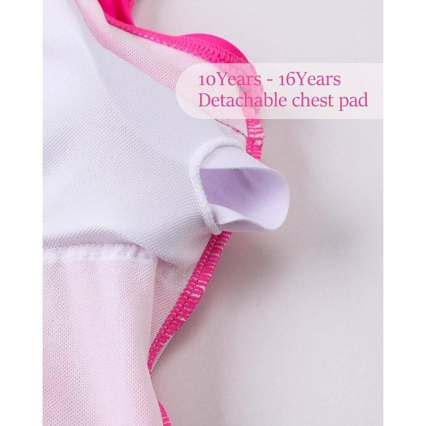 MSRP $33 Yizuoding Girl's 12Y One Piece Swimsuit Ruffled Wide Straps Swimwear Ba