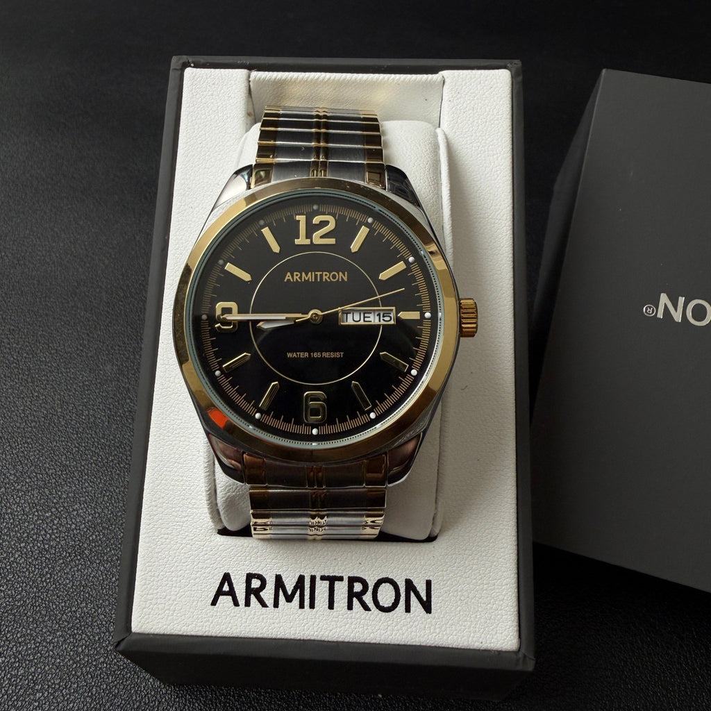 Armitron 20/4591TT Men's Two Tone Day-Date Expansion Band Watch New Battery