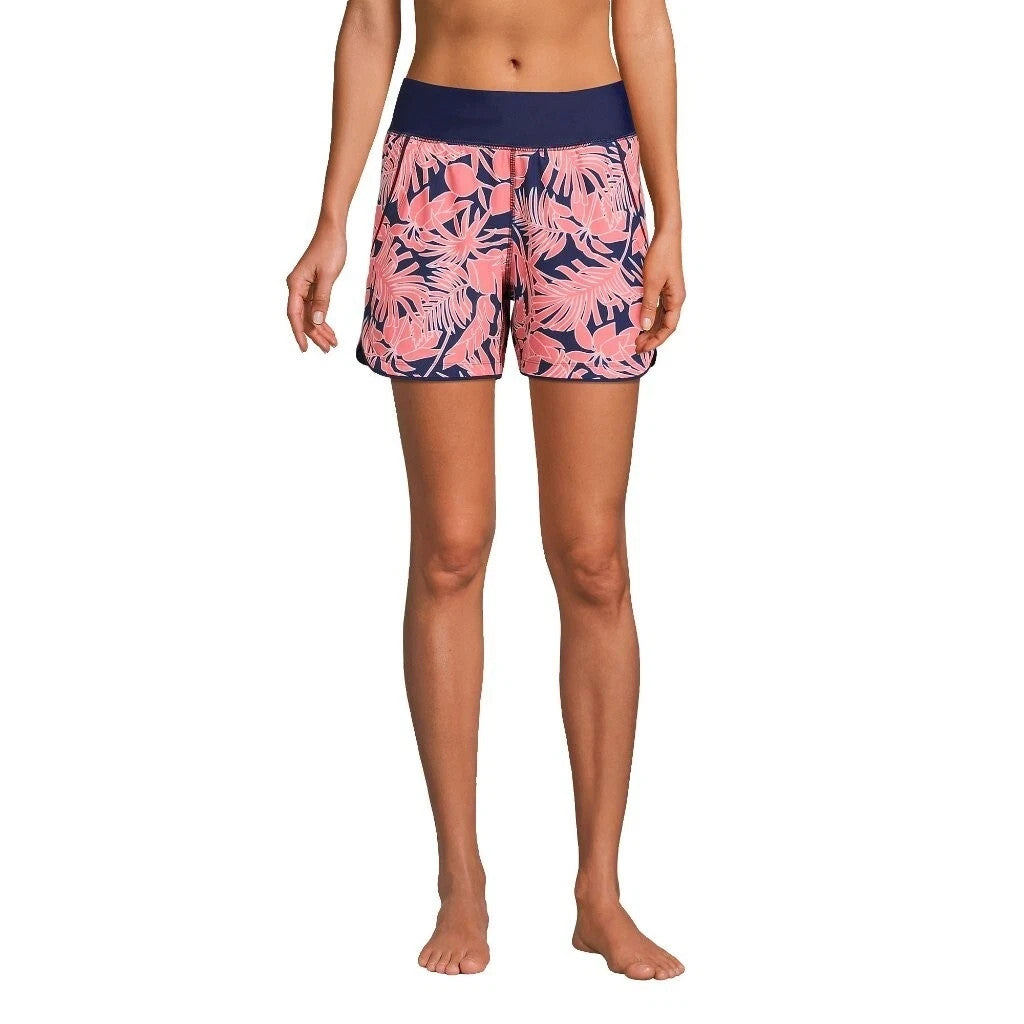 Lands' End Women's 4-18W, 8-18W LONG 5" Quick Dry Swim Shorts With Panty Wood