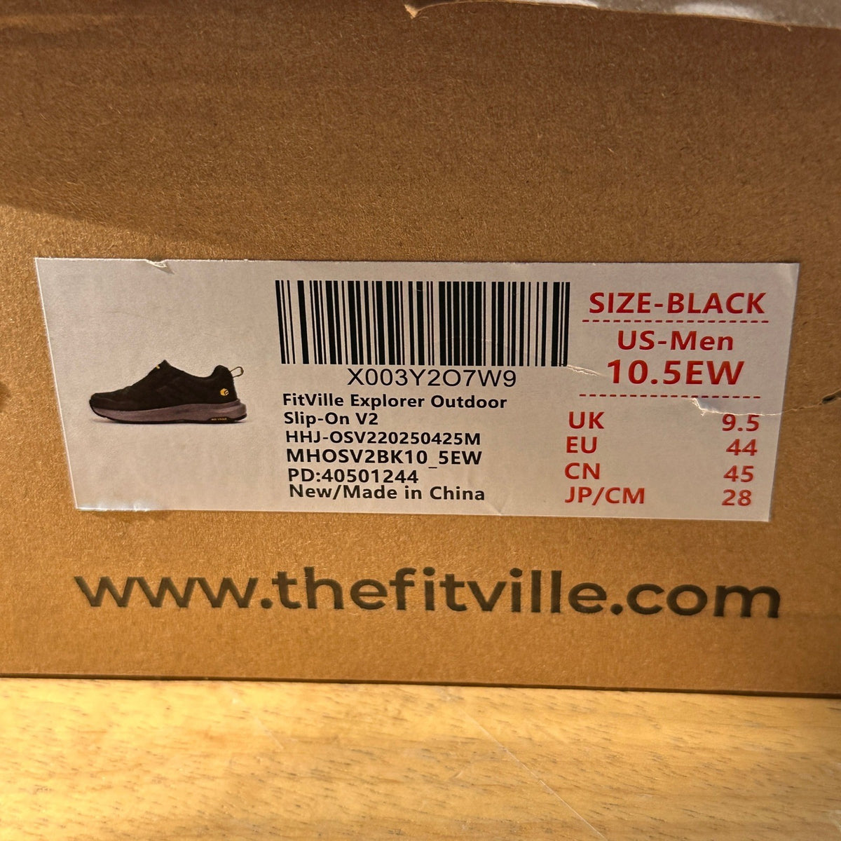 NWT FitVille Men's US 10.5EW Black Explorer Outdoor Slip On V2 Shoes