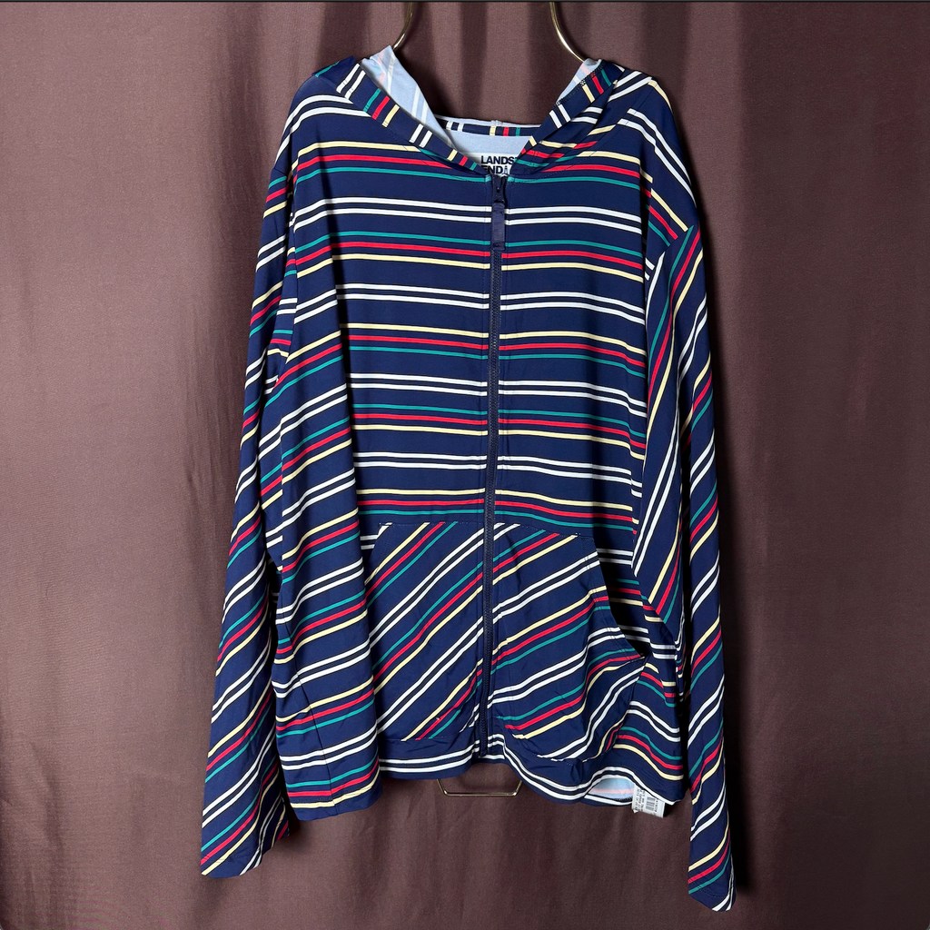 Land’s End Women's M LONG Full Zip Hooded Long Sleeve Rash Guard Cover-up