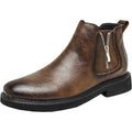 Santimon Men's US 9.5 Brown Leather Double Side Zipper Casual Dress Ankle Boots