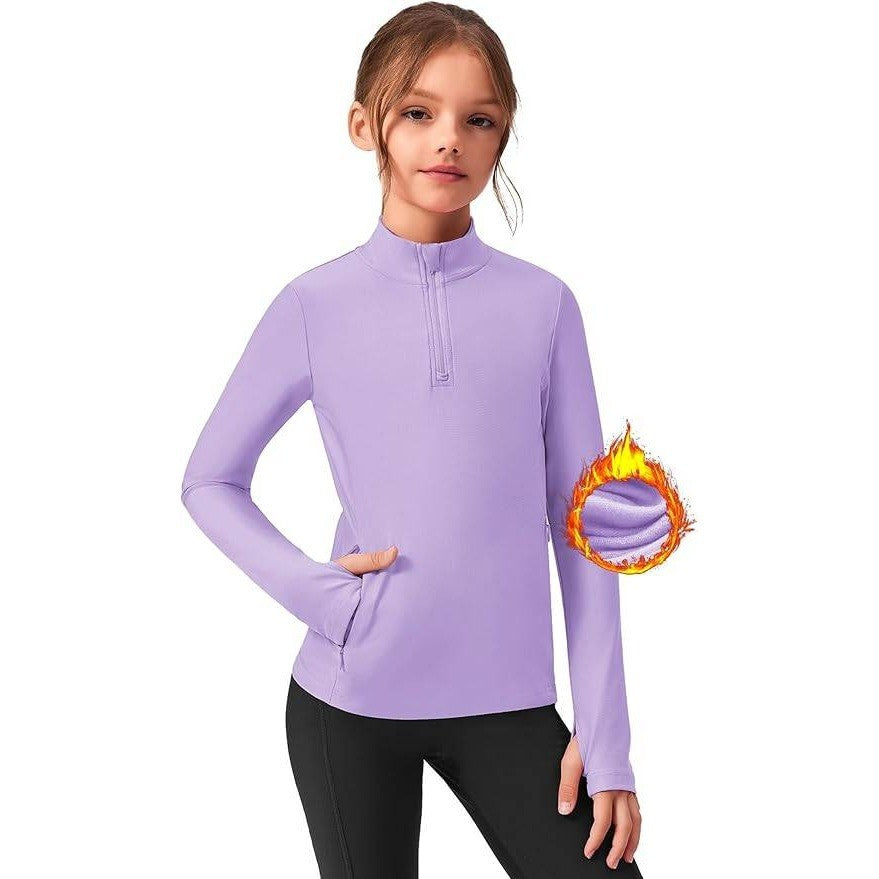 MSRP $28 Zaclotre Girls 5-6Y Fleece Long Sleeve Shirt Half Zip Pullover Sweatsh