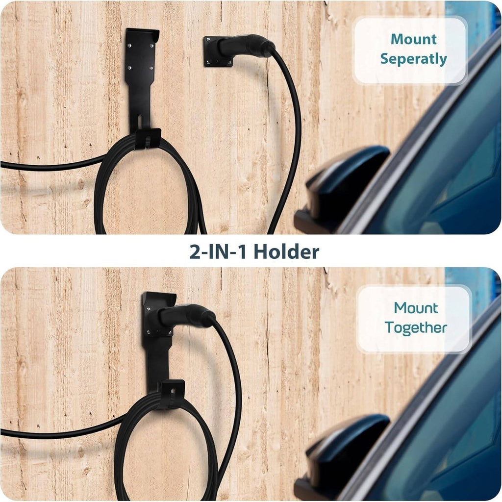 Tesla Charger Holder Black Wall Mount Kit Cable Organizer w/ UMC Indoor/Outdoor