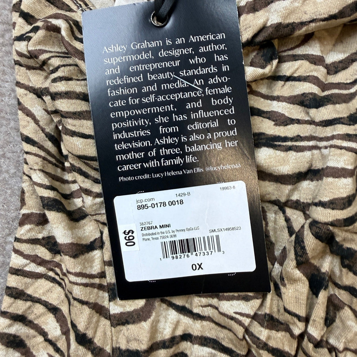 MSRP $90 Ashley Graham Womens 0X Zebra Mini Keyhole Neck Sleeveless Maxi Dress
