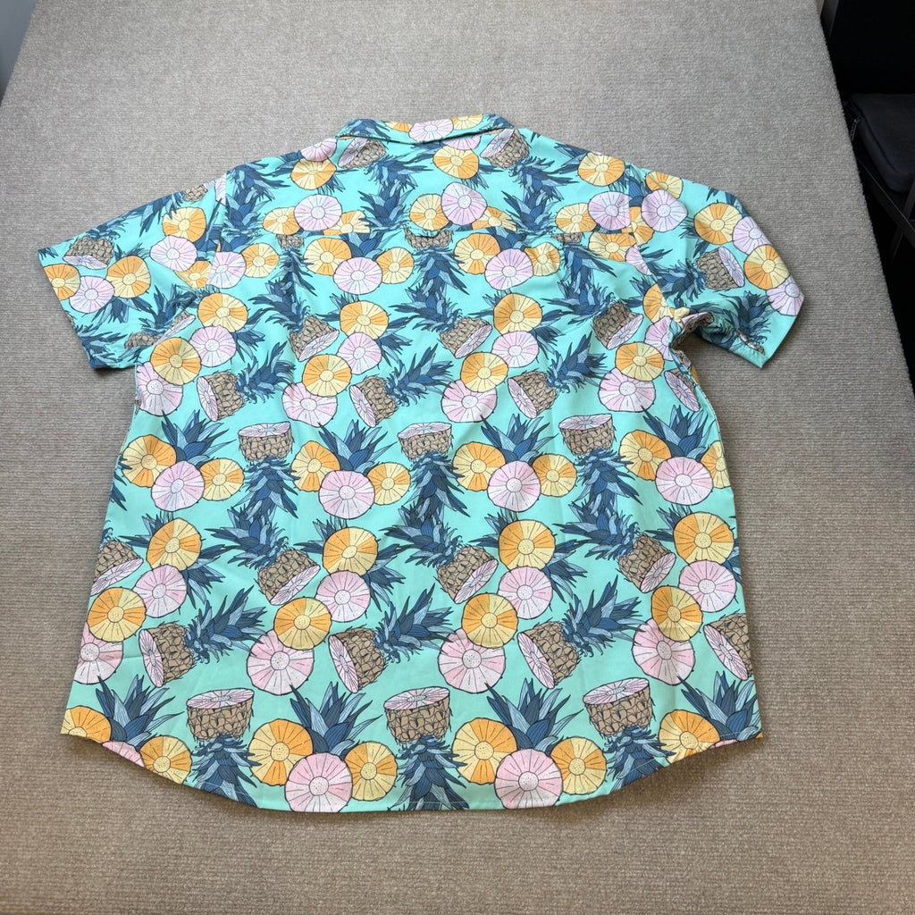 MSRP $40 Hurley Mens XXL Blue Aqua Bahia Pineapple Woven Button Up Shirt Short