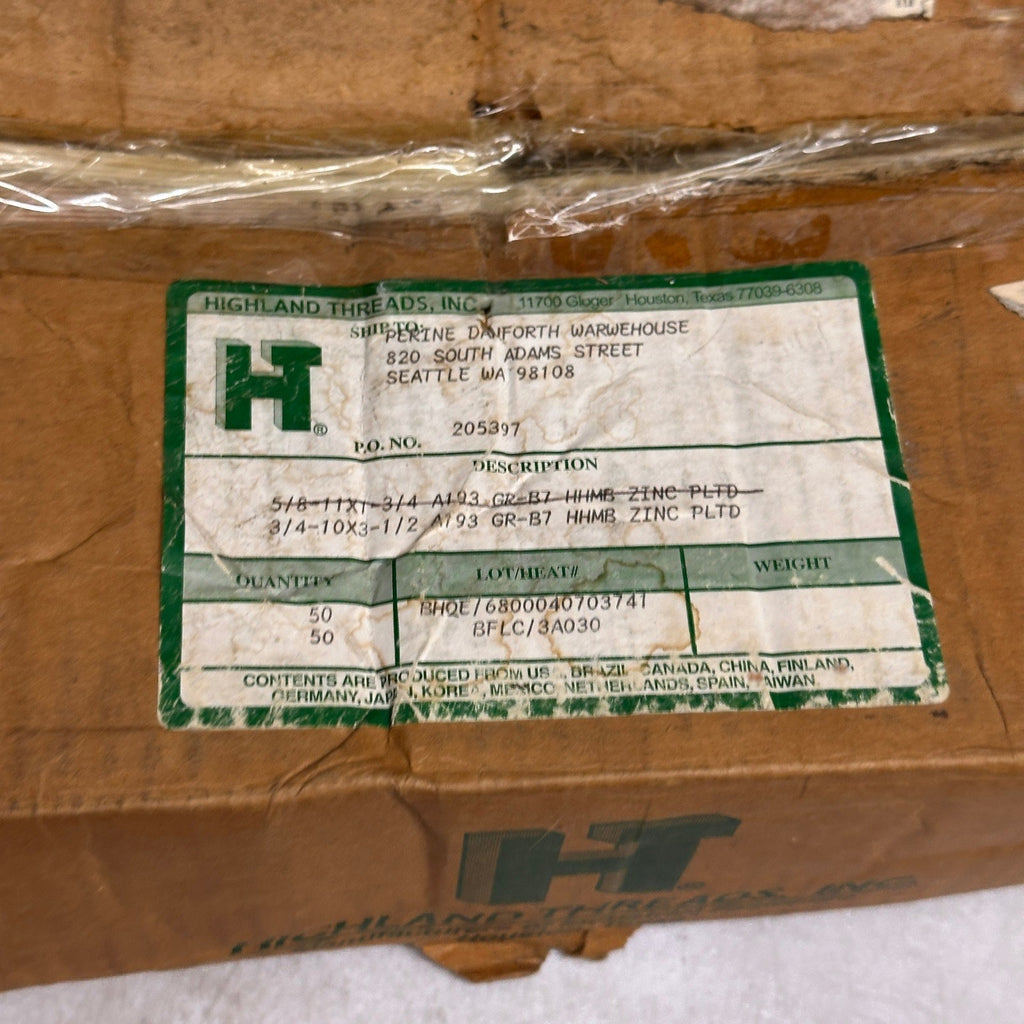 Pack of 23 Highland Threads 3/4-10 x 3 1/2 Heavy Hex Bolts A193 B7 Zinc Plated