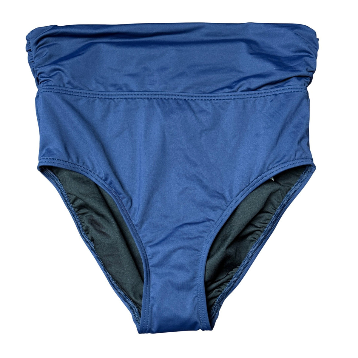 Lands' End Women's XS LONG Deep Sea Navy Fold Over Mid Waist Bikini Swim Bottoms